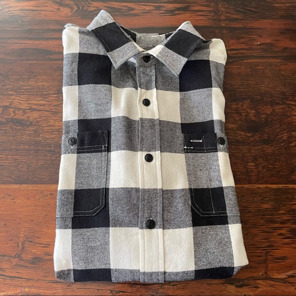 GAP Men's Long Sleeve Flannel Shirt Black & White Buffalo Check Size M - Picture 1 of 11